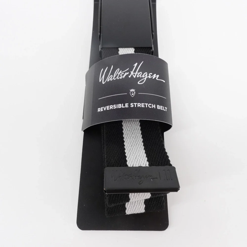 Walter Hagen Mens Perfect 11 Reversible Stretch Golf Belt Black White 11HW030001